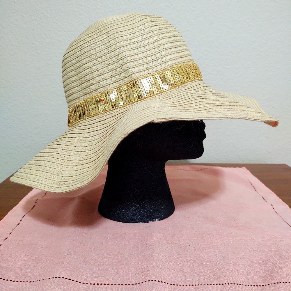 Floppy Gold Band Straw Hat